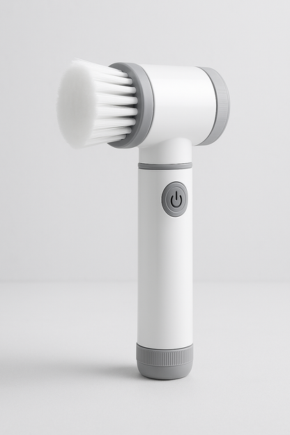 Cordless electric rotary scrubber with 5 replaceable brush heads, rechargeable bathroom and kitchen tile cleaning brush
